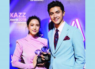 ‘ภณ-บัว’ คว้ารางวัล ‘นักแสดงนำชาย-หญิงยอดเยี่ยม’ KAZZ AWARDS 2019 จาก ‘ตราบาปสีชมพู’